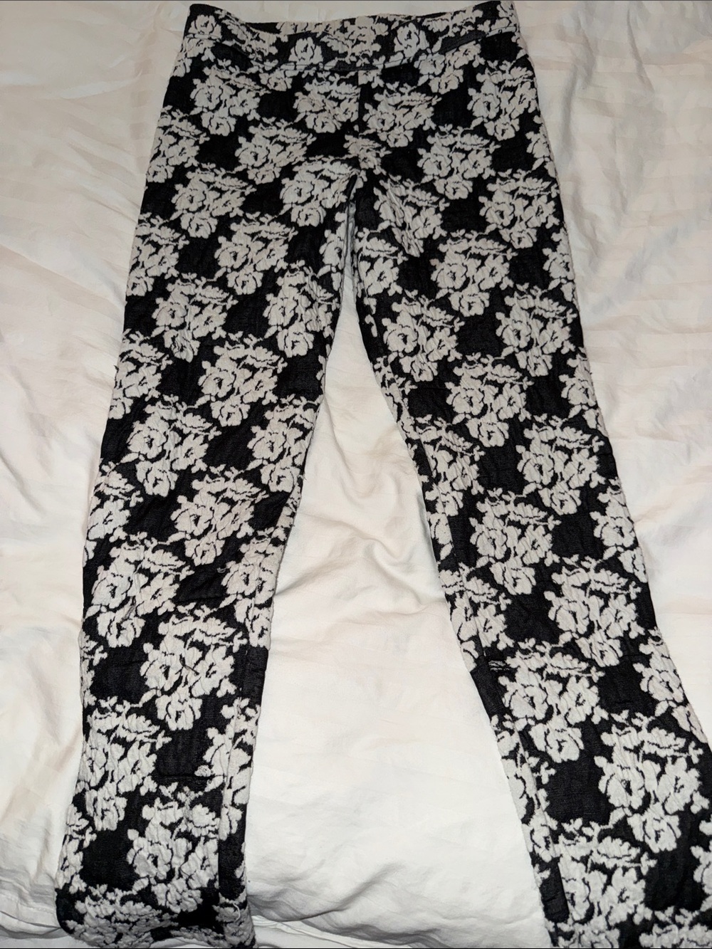 Janie and Jack Black and White Floral Skinny Jeans